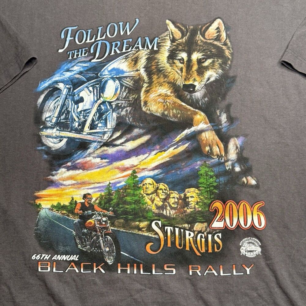 Vintage 2006 Black Hills Rally Sturgis Ride Gray Short Sleeve T-Shirt Size 3XL